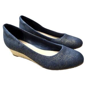 2/$20 Clark's Blue Wedge Women's Shoes, Size 8 (Fit Like 8.5)